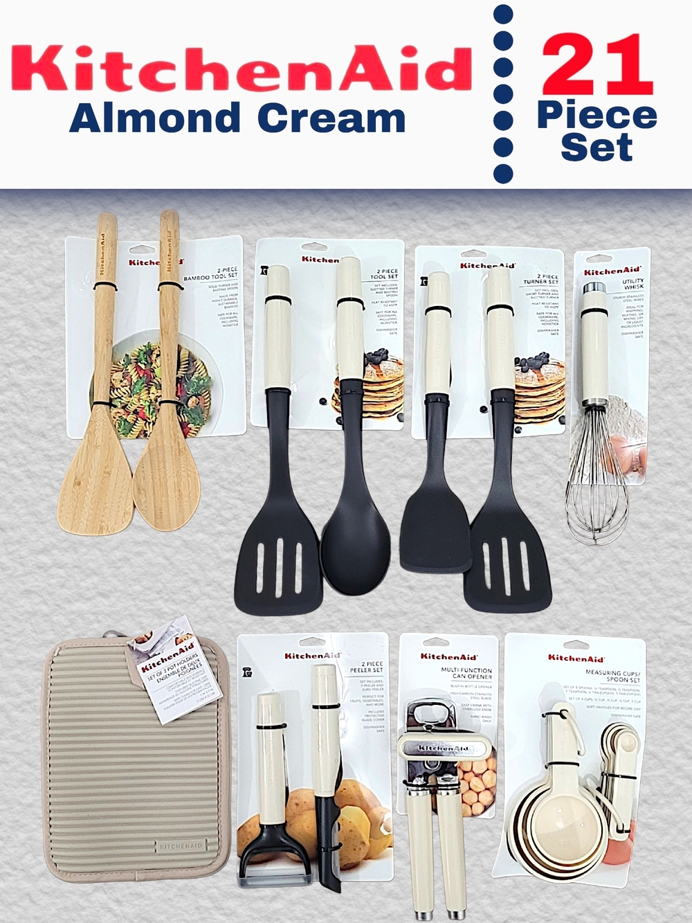 KitchenAid Almond Cream 21-Piece Kitchen Tool Set